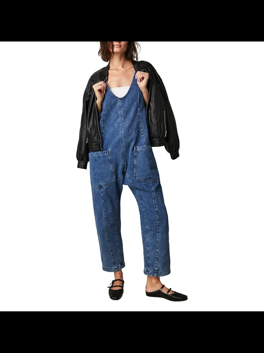 Free People We The Free High Roller Denim Jumpsuit Size S